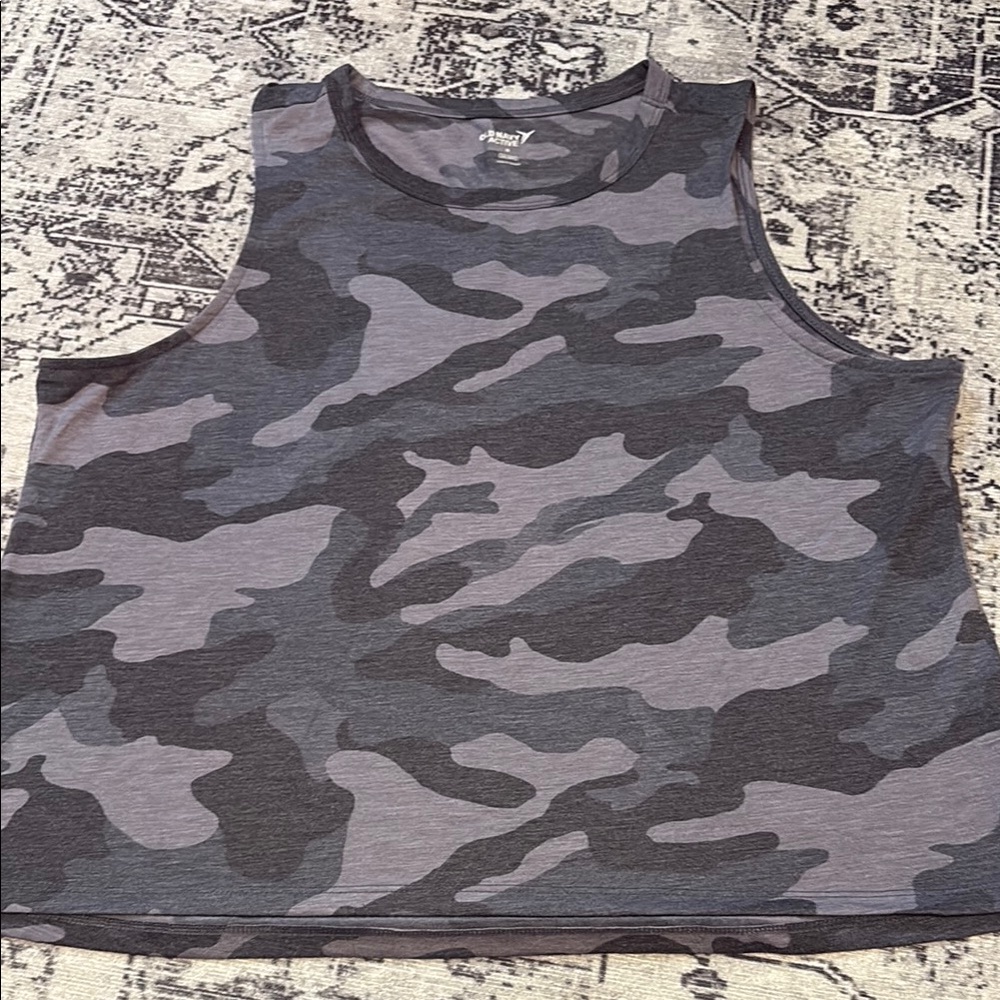 Old Navy Charcoal and Light Gray Camo Tank Top Medium